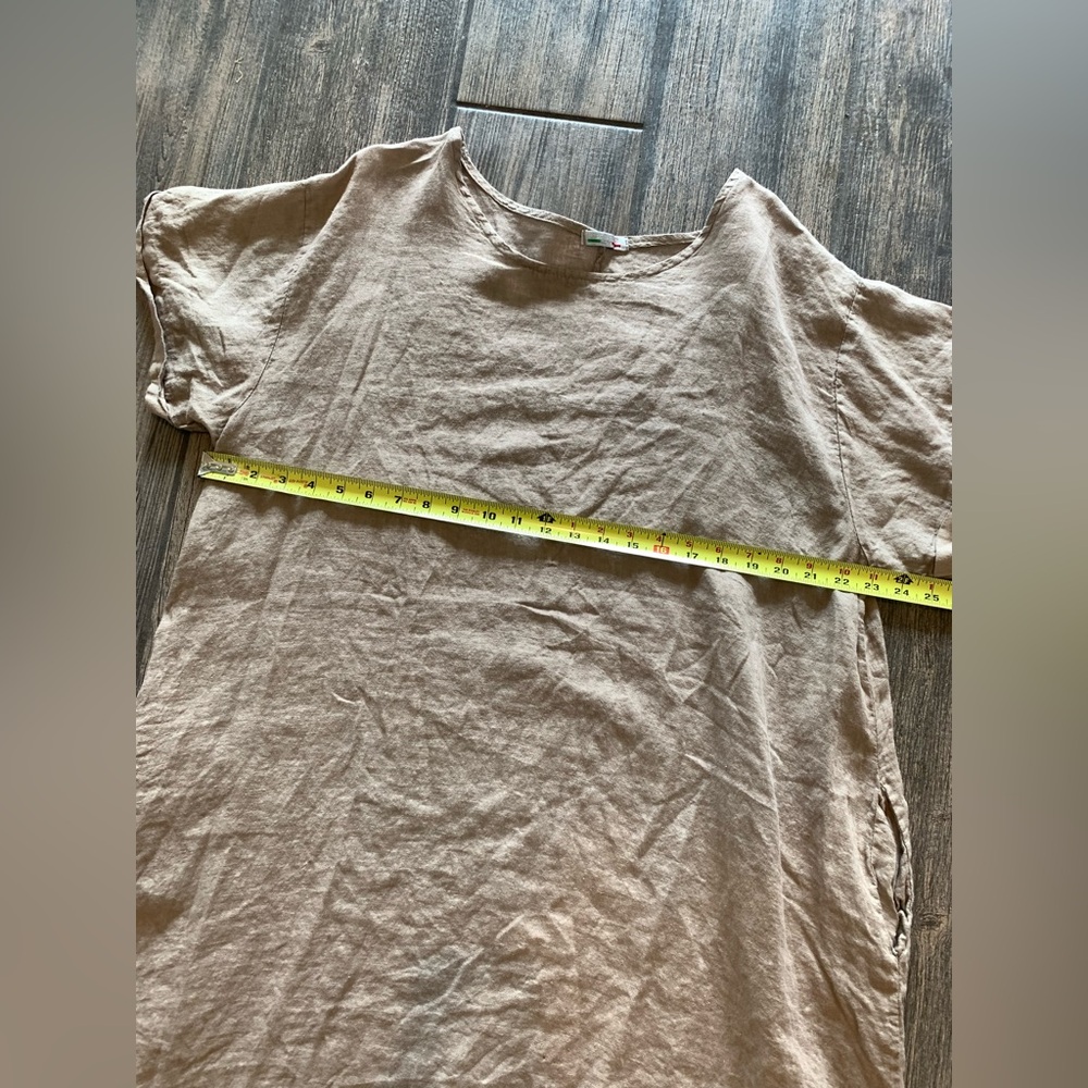 Linen Brown Long Short Sleeve Top - Picture 7 of 7